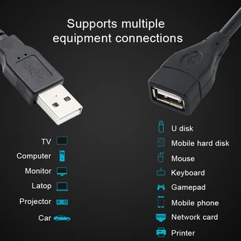 USB 2.0 Vyrų ir Moterų USB Laidas 1,5 m 3m 5m Extender Laido Viela Super Spartos Duomenų Sinchronizavimo Kabelis-prailgintojas KOMPIUTERIO, Nešiojamojo kompiuterio Klaviatūra