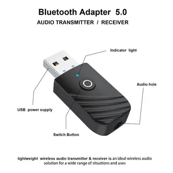 USB Bluetooth 5.0 Siųstuvas, Imtuvo 3 In 1 Adapter 3.5 mm AUX Plug Ir Play TV KOMPIUTERIO, Ausinės, Namų garso sistemos Automobilio HIFI Audio