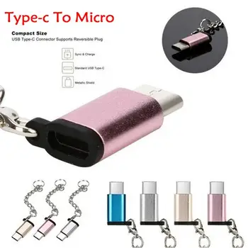 USB-C Micro USB Adapterį, Anti-lost Pultelio USB Tipas-C Micro USB Konvertuoti Jungtis Su Keychain Aliuminio Lydinio Adapteris