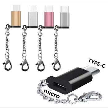USB-C Micro USB Adapterį, Anti-lost Pultelio USB Tipas-C Micro USB Konvertuoti Jungtis Su Keychain Aliuminio Lydinio Adapteris