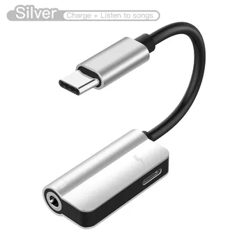 USB C Tipo Audio Kabelis 2 in 1 Tipas-C-3.5 mm Lizdas Mokestis Ausinių Adapteris Kabelio Huawei P20 Pro Xiaomi Mi 6 8 Pastaba