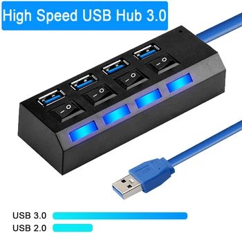 USB Hub USB 3.0 Splitter Adapteris USB 2.0 Hub Kelis 4/7 Uosto Gyv Extender PC Kompiuterių Priedai