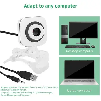 USB Kompiuterio Kamera Full HD 1080P Kamera, vaizdo Kameros Skaitmeninė Web Kamera Su Micphone Nešiojamas Desktop PC Tablet Pasukti Kamerą