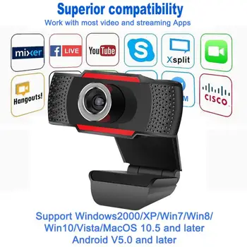 USB Kompiuterio Kamera HD 1080P Kamera, vaizdo Kameros Skaitmeninė Web Kamera Su Micphone Nešiojamas Darbalaukio Tablet Pasukti Kamerą