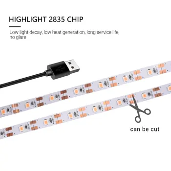 USB LED Grow Light Visą Spektrą 5V 1m 2m LED Augti Fito Lempos Juostelės Šviesa Augalams Šiltnamio efektą sukeliančių Sėklos Palapinė Hydroponic Augti Lauke