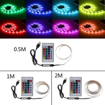 USB Powered DC5V LED Rainbow Juostelės Šviesos 30leds/m, 5050 RGB Vandeniui Juosta TV Foninio Apšvietimo, su Nuotolinio valdymo pultelis
