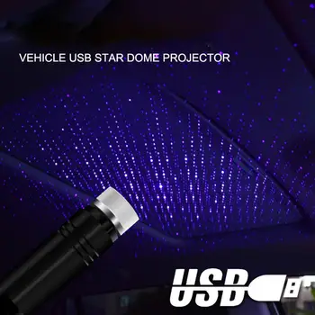 USB Stogo apdaila Lempa Automobilio Salono Lempa Atmosfera Lempa Automobilio Projekcija Lempos Žvaigždėtas Dangus Naktį Šviesa Sukasi Žvaigždės