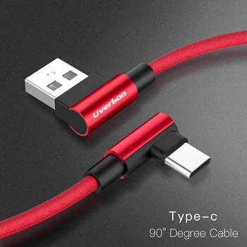 USB Tipo C Micro USB 90 Laipsnių Greito Įkrovimo usb c kabelio L, Tipas-c 3.1 duomenis, Laidai, Kroviklis, usb-c Samsung S8 S9 8 Pastaba Xiaomi