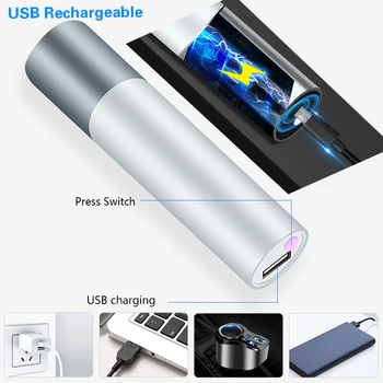USB Įkraunama Mini LED Žibintuvėlis įmontuota baterija 3 Apšvietimo Režimas WaterproofTorch Stilingas Nešiojamas Kostiumas už Naktį Apšvietimas