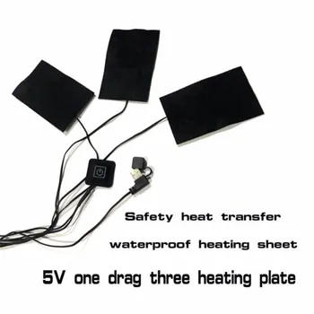 USB Įkrauti Drabužius Šildymo kilimėlis 5V Elektros Šildymo Lapas Su 3 Pavara Reguliuojama Temperatūra Šildymo Šilčiau Padas Vest Liemenė
