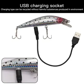 USB Įkrovimo LED Trūkčiojimas Žuvų Viliojimo Elektros Masalas visą Gyvenimą, Kaip Vibruoja Žvejybos Masalas trijų Kablys Elektroninių Žvejybos Masalus