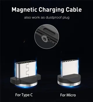 USLION 3M LED Magnetinio Kabelinė & Micro USB Laidu ir USB C Tipo Kabelis Nailono Tinklelio Tipo C Magnetas Kroviklis, Skirtas 