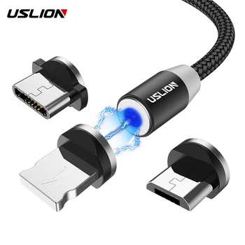 USLION 3M LED Magnetinio USB Įkrovimo Kabelis USB Micro USB C Tipo Kroviklis, Skirtas 