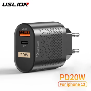 USLION Greito Įkrovimo PD 20W Greitai Įkrauti 4.0 3.0 ES, JAV, JK, USB Kroviklis Mobiliojo Telefono Įkroviklis iPhone 12 11 XS 