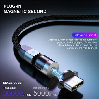 USLION Naujas Atnaujinta Magnetinio Kabelis Greito Įkrovimo Micro USB C Tipo Mobiliojo Telefono Kabelio 