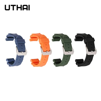 UTHAI Z38 Watchbands Aukštos kokybės silikono dirželis 24mm 22mm žiūrėti juostų Minkštos gumos pakeitimas apyrankę Vandeniui atsparus dirželis