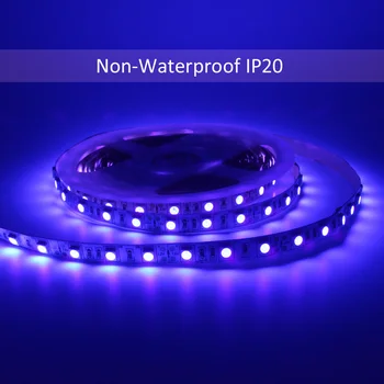 UV LED Šviesos Juostelės 12V DC SMD 5050 0,5 M 1M 2M 3M 4M 5M Vandeniui Juostelės Purpurinės Lankstus Ultravioletinių spindulių Juosta DJ Fluorescencijos