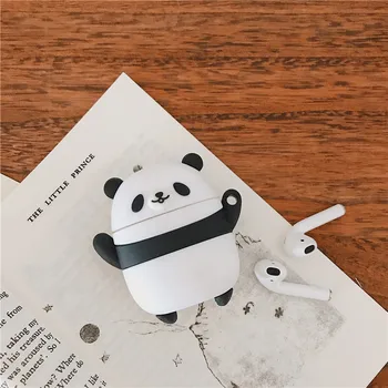 Už AirPod 2 Atveju 3D Panda Animacinių filmų Minkšto Silikono Belaidės Ausinės Bylas Dėl 
