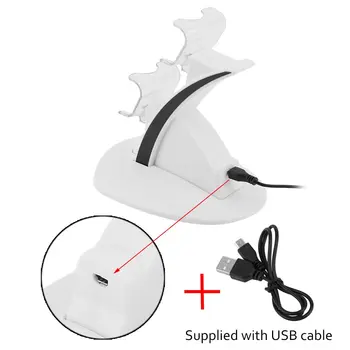 Už PS4 LED Micro USB Dual Įkrovimo Dokas Įkroviklio Stovas Baltas Playstation 4 Valdytojas Įkroviklio Stovas su USB Laidu