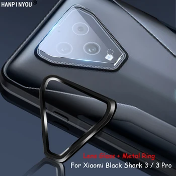 Už Xiaomi Black Shark 3 / Pro Galinę Kamerą Metalo Apskritimo Žiedas Dangtelis + Minkštas Ultra Plonas Objektyvas Grūdinto Stiklo Plėvelės Raštas Guard