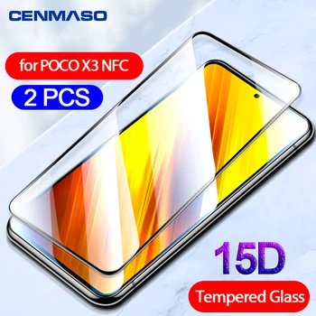 Už Xiaomi POCO X3 NFC Stiklo Redmi Pastaba 9S 9 Pro Max 7 8 8T K20 Pro Stiklo krašto Klijai Screen Protector 9H Grūdintas 15D Stiklo