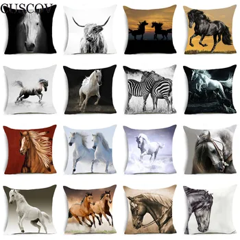 Užsienio prekybos pardavimo poliesteris spausdinimo gyvūnų arklių užvalkalas mados namų sofos pagalvėlė padengti patogus sėdynės pagalvių užvalkalus