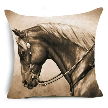 Užsienio prekybos pardavimo poliesteris spausdinimo gyvūnų arklių užvalkalas mados namų sofos pagalvėlė padengti patogus sėdynės pagalvių užvalkalus