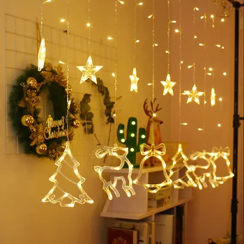 Užuolaidų Pasakų Styginių Šviesos LED Kalėdų Dekoracijos Namų Girliandą Kalėdų Šviesos Kalėdų, Naujųjų Metų 2021 Navidad Papuošalas Dovanų