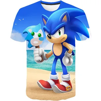 Vaikai Berniukas T-shirt Karikatūros, Sonic the hedgehog Vaikų Mergaičių 3D trumpomis Rankovėmis, naujausias sonic Trišakiai, T-marškinėliai, Mados Drabužiai