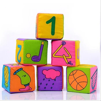 Vaikai Mobiliojo Magic Cube Naujagimiui Žaislai 0-12 Mėnesių Barška Medžiaga Blokai Įdaryti Lėlės Pliušinis Minkštas Kubeliai Švietimo