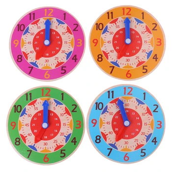 Vaikai Montessori Medinis Laikrodis Žaislai, Valandą, Minutę, Sekundę Pažinimo Spalvingi Laikrodžiai, Žaislai Vaikams Ankstyvojo Ikimokyklinio Mokymo priemonių