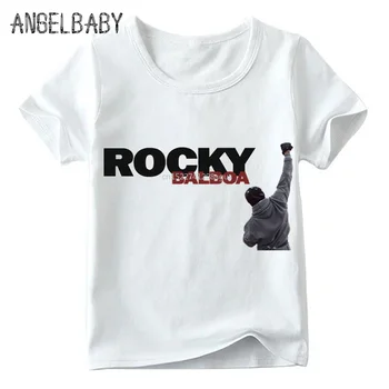 Vaikai ROCKY BALBOA Print T shirt Berniukų/Mergaičių Vasaros Atsitiktinis trumpomis Rankovėmis Viršūnes Vaikai Soft White T-shirt