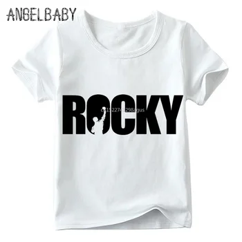Vaikai ROCKY BALBOA Print T shirt Berniukų/Mergaičių Vasaros Atsitiktinis trumpomis Rankovėmis Viršūnes Vaikai Soft White T-shirt