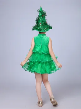 Vaikai Vaikai Mergina Be Rankovių Suknelės Drabužius, Žalia Kalėdų Halloween Kostiumai, Medžio Suknelę, Skrybėlę Naujųjų Metų Elf Cosplay