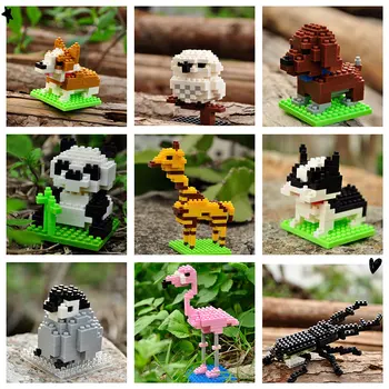 Vaikai Žaislų Mini Blokai Micro Plytų Erelis Briedis Šunų Kačių Paukščių Gyvūnų 3D Modelį Maišą Dovanų Švietimo Žaislai Vaikams
