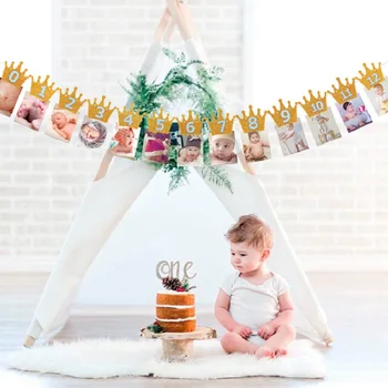 Vaikams 1-ojo Gimtadienio Dekoracija 1 Metų Karūną Kūdikis, Berniukas, mergaitė, 1 Pirmojo Gimtadienio Balionų Girliandą Baby Shower Šalies Prekių