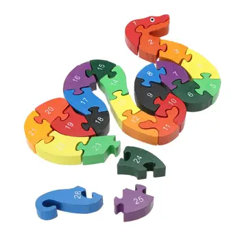 Vaikams, Mediniai Žaislai, Dėlionės Vaikams, Mokymosi Žaislai, Dėlionės Raidžių Raidinis Skaitmeninis Puikus Gyvatės Formos Medinė Dėlionė Švietimo Žaislas