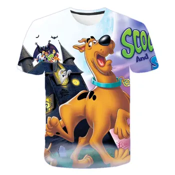Vaikų Animacinių filmų berniukų, mergaičių marškinėliai Berniukui Vasaros Scooby-Doo trumpomis Rankovėmis T-shirt Mergina Mielas top 4 to14Y