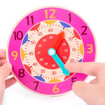 Vaikų Ankstyvojo Mokymosi Žaislas Medinis Laikrodis, Valandą, Minutę, Sekundę Pažinimo Spalvingi Laikrodžiai, Žaislai, Vaikų Ikimokyklinio Mokymo priemonių
