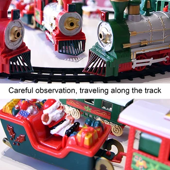 Vaikų Klasika Skamba Kalėdų Elektros Geležinkelių Automobilinio Traukinio Rinkinį Geležinkelio Bėgių su Muzika, Šviesos Vaikai Žaislų Dovana