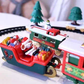 Vaikų Klasika Skamba Kalėdų Elektros Geležinkelių Automobilinio Traukinio Rinkinį Geležinkelio Bėgių su Muzika, Šviesos Vaikai Žaislų Dovana