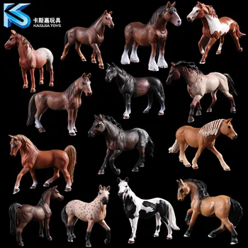 Vaikų rankdarbių laukinių gyvūnų modelio kietojo modeliavimas vaikų žaislai 14 pasirinktinai baltas arklys grynaveislių žirgų black horse žaislas