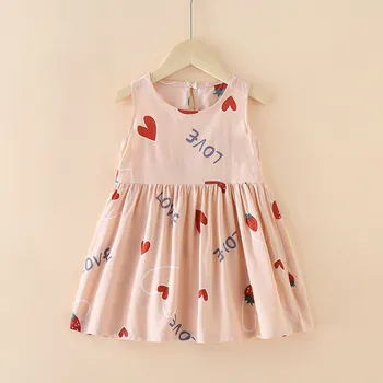 Vaikų Vasaros Suknelės Vaikams, Kūdikių Mergaitės, Rankovių Mielas Širdies Print-line Suknelė Vasaros Princesė Suknelės Mergaičių Drabužiai