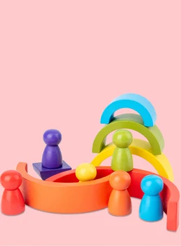 Vaivorykštė Grimms Mediniai Žaislai Montessori Vaivorykštė Blokai Kūdikių Mokymosi Vaivorykštė Stacker Žaislas Vaikas Pusiausvyrą Žaidimas