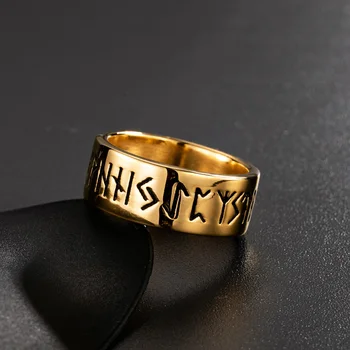 Valily Antikvariniai Sidabro--Spalva Retro Viking Rune Žiedas, Nerūdijančio Plieno, Amuletas Derliaus Skandinavų Runos Žiedai Vyrų Papuošalai Moterims