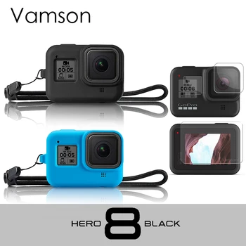Vamson už GoPro Hero 8 Juodas Silikoninis Apsauginis Atveju, Objektyvo Dangtelis LCD Ekrano Apsaugos Dulkėms už Gopro Priedai VP653