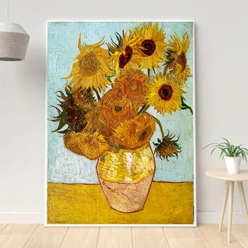 Van Gogh Aliejaus Tapybai Žvaigždėtą Naktį Saulėgrąžų Abstrakčios Drobės Meno Spausdinti Plakato Nuotrauką Sienos, Namai Dekoruoti Freskomis