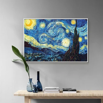 Van Gogh Aliejaus Tapybai Žvaigždėtą Naktį Saulėgrąžų Abstrakčios Drobės Meno Spausdinti Plakato Nuotrauką Sienos, Namai Dekoruoti Freskomis