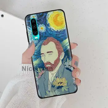 Van Gogh Estetinės Meno Atveju, Huawei P20 Pro P40 Lite E 30 P Smart Plus Z 2019 M. Capas Juodas Silikoninis Telefono Coque Shell