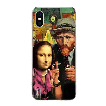 Van Gogh Mona Lisa Juokinga Meno Padengti Telefono dėklas Skirtas Iphone 11 12 Mini Pro 7 6 X 8 6S Plus XS MAX + XR 5S SE 10 9 Str TPU Coque Bžūp